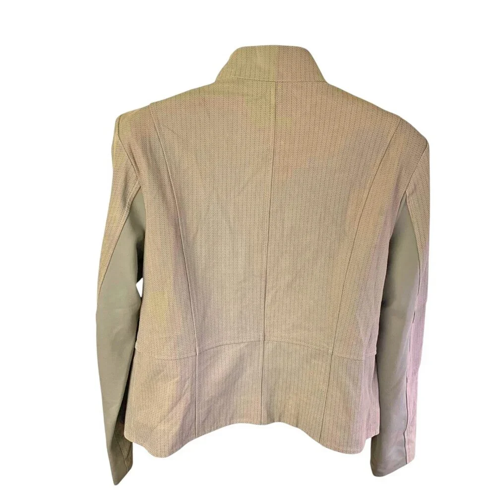 G.I.LI. Cloud Taupe Leather‎ Cascade Tonal Print Leather Jacket